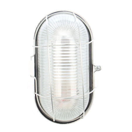 Aplica etansa Hoff, 1 x E27 (max 100W), ovala, 192 mm, IP54, interior / exterior, grilaj din metal