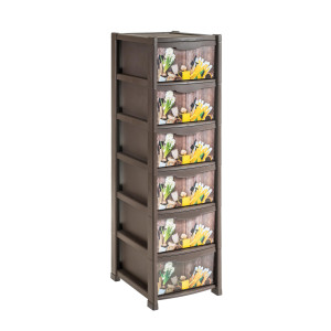 Dulap pentru gradina, cu 6 sertare, polipropilena, maro, 50 x 40 x 135 cm