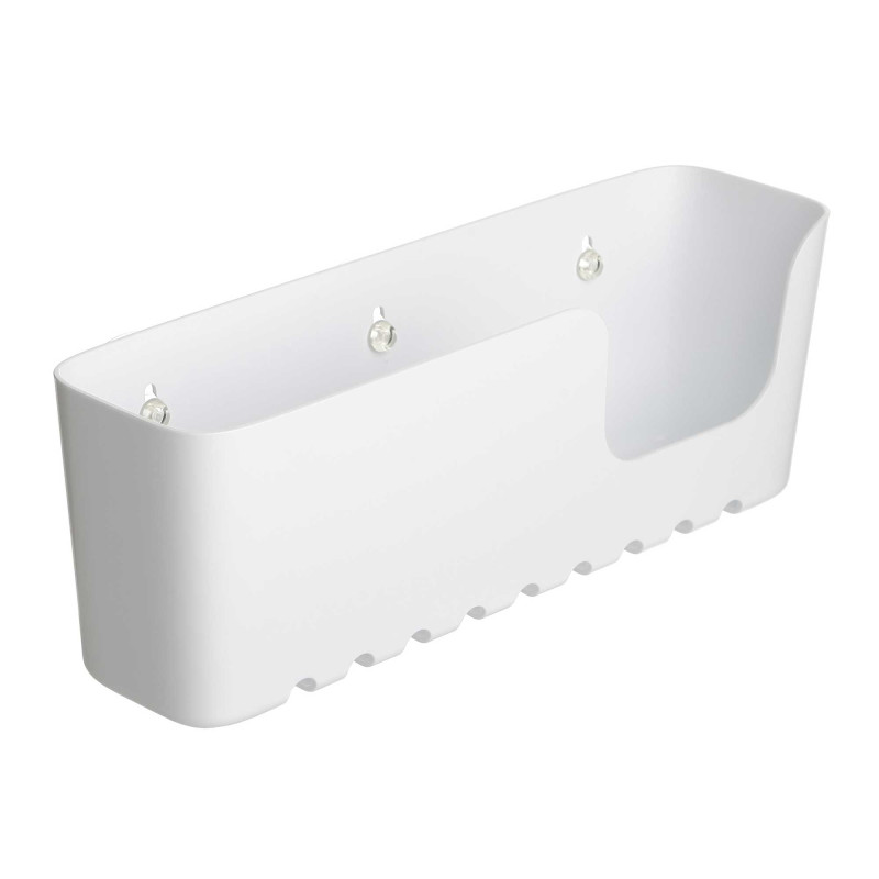 Etajera baie din plastic S42021, montaj ventuze, finisaj alb, un raft, 30 x 8.5 x 11 cm