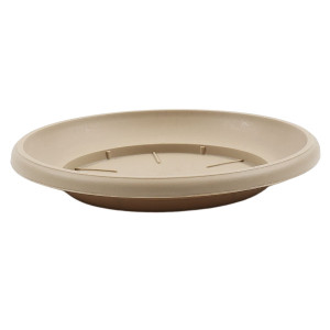 Farfurie ghiveci Critex Infinity, plastic, rotunda, crem, D 15 cm