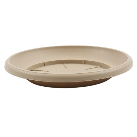 Farfurie ghiveci Critex Infinity, plastic, rotunda, crem, D 18 cm
