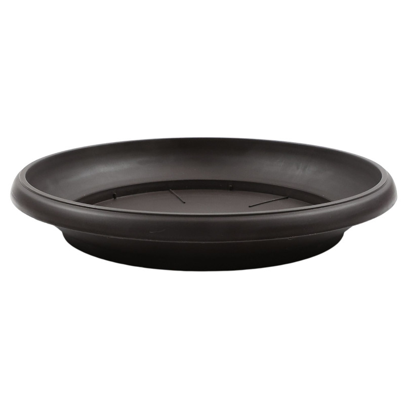 Farfurie ghiveci Critex Infinity, plastic, rotunda, wenge, D 23.5 cm