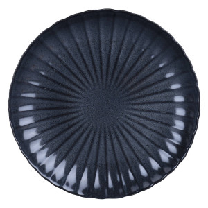 Farfurie intinsa D4014B, portelan, gri inchis, 27 cm
