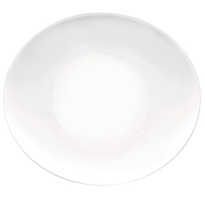 Farfurie intinsa Prometeo, sticla opal, alba, 27 x 24 cm