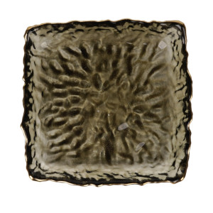Farfurie patrata 2FXP625-HGR, sticla, negru, 16 x 16 cm