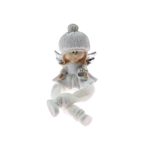 Figurina decorativa Craciun, model ingeras, alb, 6 x 4 x 15, D383488-1