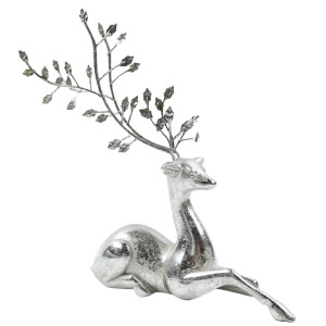 Figurina decorativa Craciun, model ren, argintiu, 24 x 10 x 26.5 cm, AK03X24007