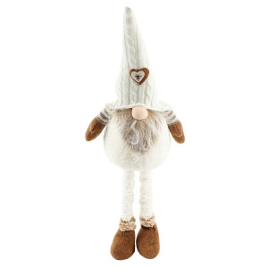 Figurina decorativa Craciun, tip gnom, maro + crem + alb, 24 x 18 x 60 / 80 cm, D382279