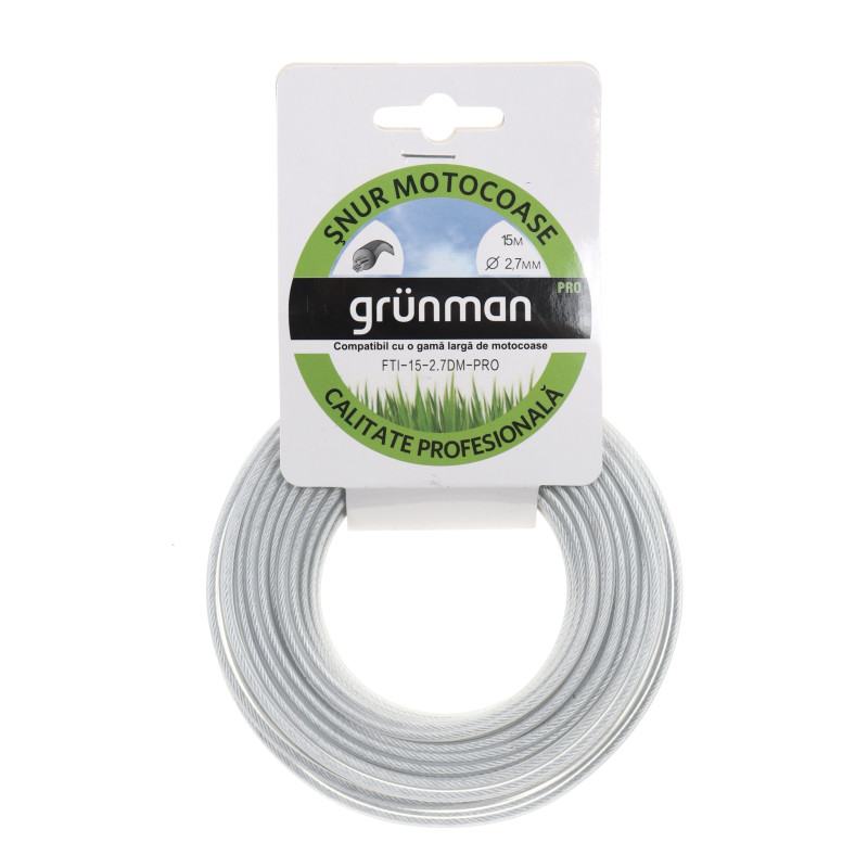 Fir motocoasa Grunman, profesional, profil rotund, PVC cu insertie otel, 2.7 mm x 15 m