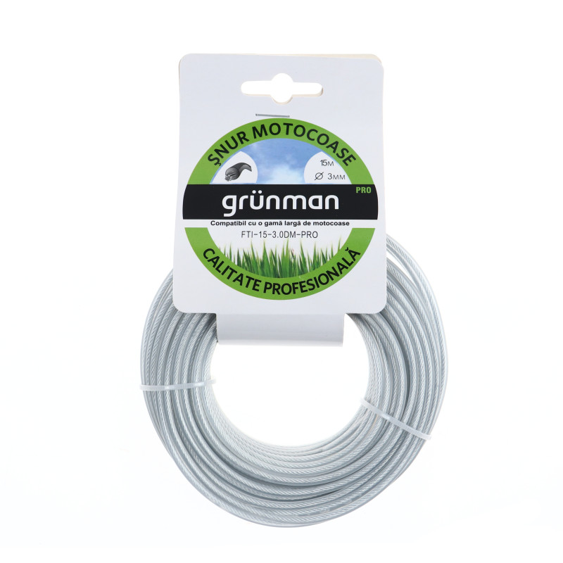 Fir motocoasa Grunman, profesional, profil rotund, PVC cu insertie otel, 3.0 mm x 15 m
