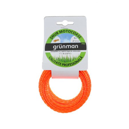 Fir motocoasa Grunman, profil patrat, PVC, 2.0 mm x 15 m