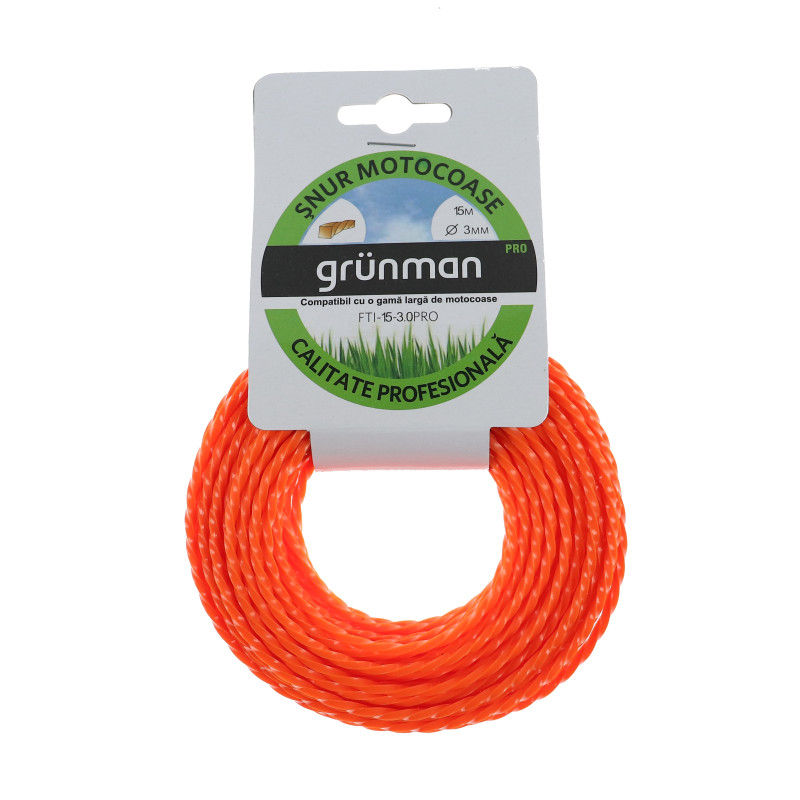 Fir motocoasa Grunman, profil patrat, PVC, 3.0 mm x 15 m