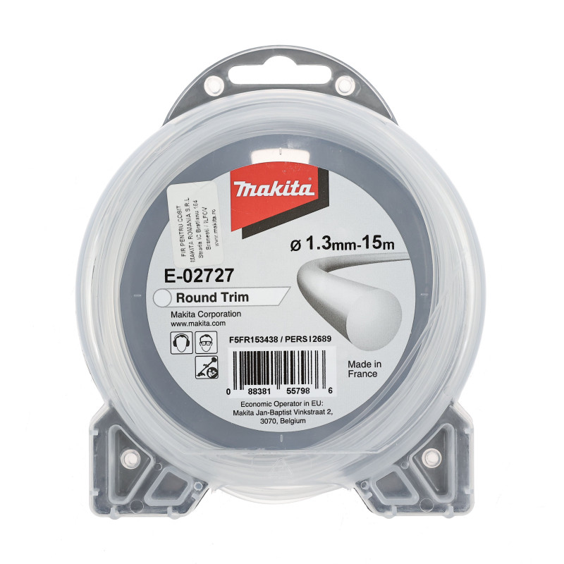 Fir motocoasa Makita E-02727 PERS12689, profil rotund, PVC, 1.3 mm x 15 m