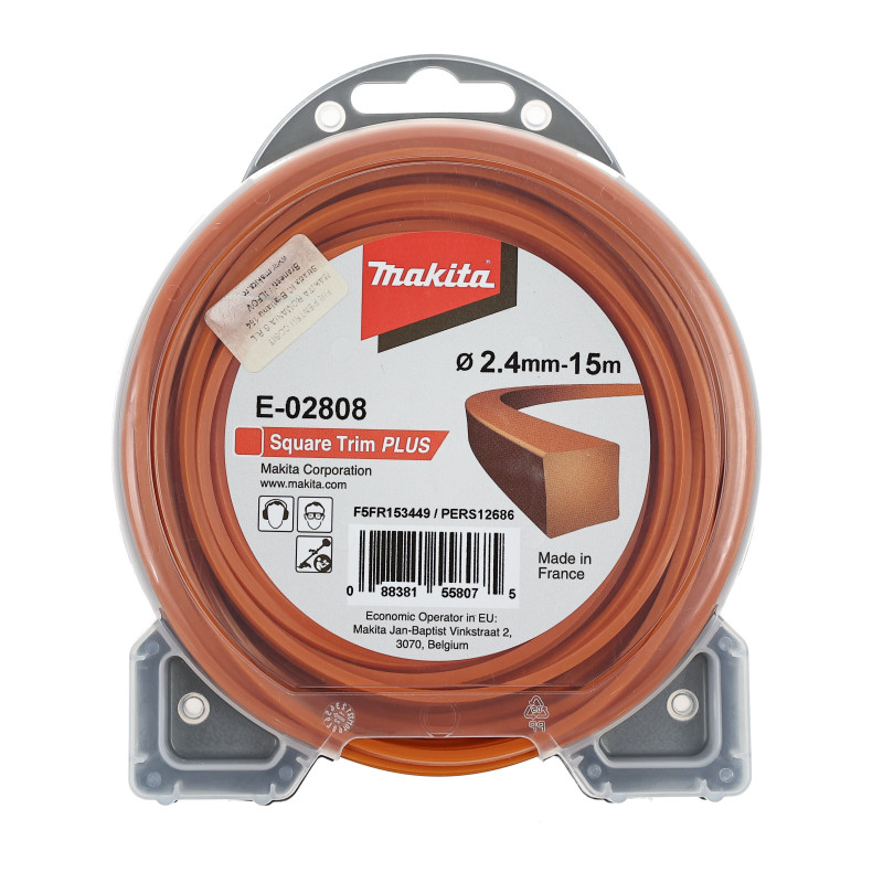 Fir motocoasa Makita E-02807 PERS12686, profil patrat, PVC, 2.4 mm x 15 m