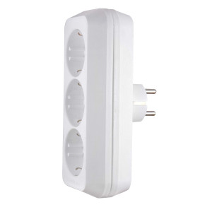 Fisa tripolara 44795, contact de protectie, 16A, alb