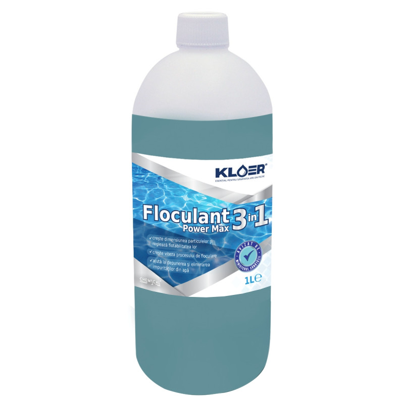 Floculant Power Max 3 in 1, Kloer, lichid, pentru apa piscina, 1 L