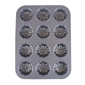 Forma de copt briose, otel cu acoperire teflon, dreptunghiulara, negru, 35.5 x 26.5 cm, 12 compartimente