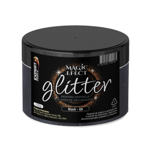 Fulgi colorati cu sclipici pentru vopsele si efecte decorative, interior, Magic Efect glitter, black G9 / negru, 150 g