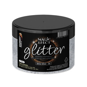 Fulgi colorati cu sclipici pentru vopsele si efecte decorative, interior, Magic Efect glitter, shine silver G4 / argintiu, 150 g