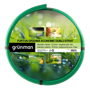 Furtun de gradina, pentru apa, Grunman Economic, dublu strat, 12.5 mm, rola 15 m
