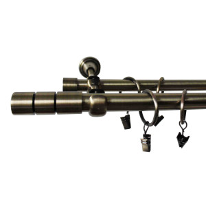 Galerie dubla metal, DE-GZ04A, alama antic, 19 + 16 mm / 160 cm, accesorii incluse