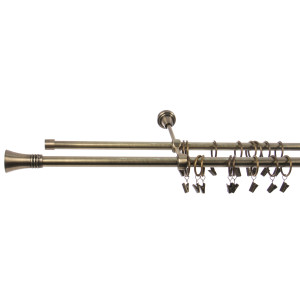 Galerie dubla metal, DE-SJ86A, alama antic, 19 + 16 mm / 160 cm, accesorii incluse