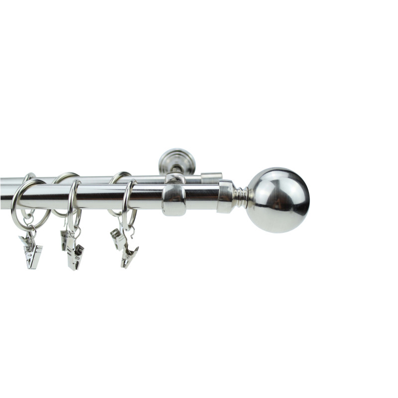 Galerie dubla metal, DEGZR-15136N, nichel, 19 + 16 mm / 160 cm, accesorii incluse