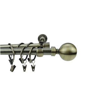 Galerie dubla metal, DEGZR-15137A, alama antic, 19 + 16 mm / 200 cm, accesorii incluse