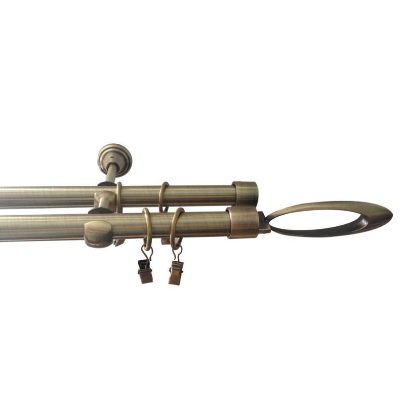 Galerie dubla metal, YF035240D-AB, alama antic, 19 mm / 240 cm, accesorii incluse
