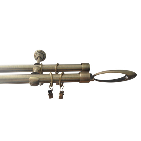 Galerie dubla metal, YF035240D-AB, alama antic, 19 mm / 240 cm, accesorii incluse