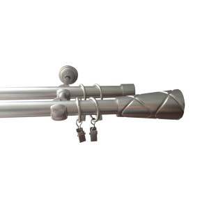 Galerie dubla metal, YF068240D-SN, nichel, 19 mm / 240 cm, accesorii incluse