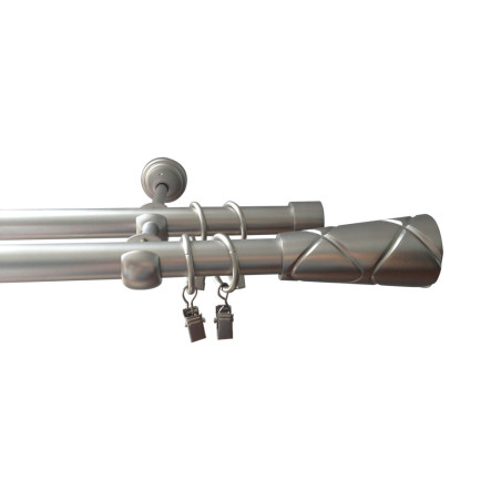 Galerie dubla metal, YF068240D-SN, nichel, 19 mm / 240 cm, accesorii incluse