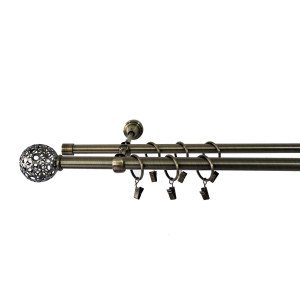 Galerie dubla QW001, metal, alama antic, 19 mm, 160 cm, accesorii incluse
