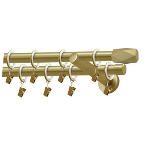 Galerie metalica dubla, Kit Hex, Gardinia, 19 / 19 mm, metal, auriu, 200 cm, kit cu accesorii