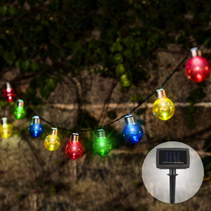 Ghirlanda luminoasa cu panou solar Hoff, exterior, 10 LED-uri becuri colorate, 1.8 m