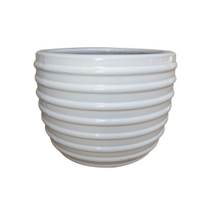 Ghiveci ceramic, exterior, rotund, alb, 28 x 23 cm, KP202012-3
