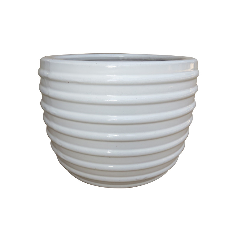 Ghiveci ceramic, exterior, rotund, alb, 28 x 23 cm, KP202012-3
