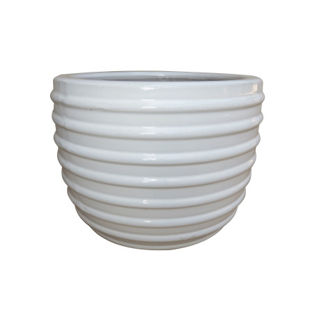 Ghiveci ceramic, exterior, rotund, alb, 28 x 23 cm, KP202012-3