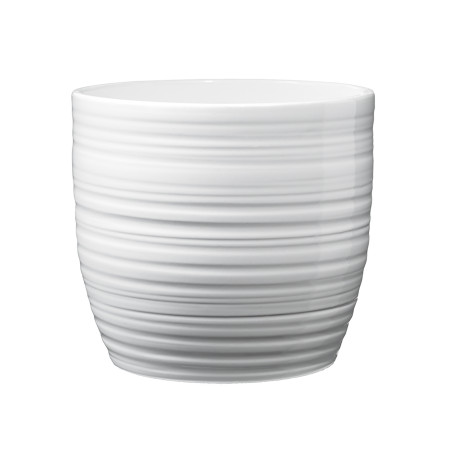 Ghiveci ceramic, interior, rotund, alb, 21 x 20 cm, Bergamo