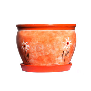Ghiveci ceramic, interior / exterior, rotund, diverse culori, 27 x 20 cm, cu farfurie, D27/4