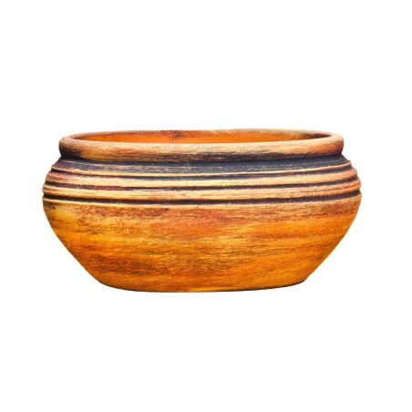 Ghiveci ceramic, interior / exterior, rotund, portocaliu, 12 x 6 cm, cu farfurie, Bowl 1
