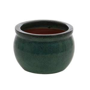 Ghiveci ceramic, interior / exterior, rotund, verde, 15 x 13 cm, 21237 V