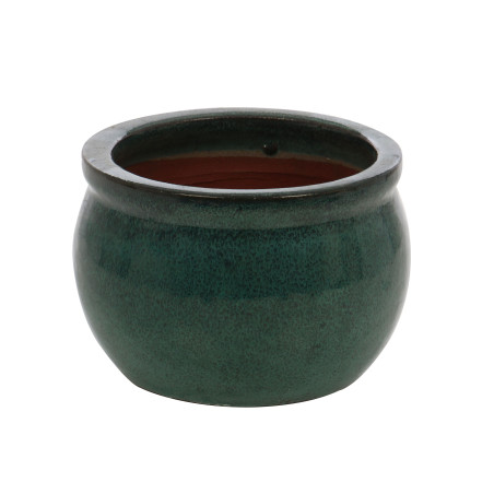 Ghiveci ceramic, interior / exterior, rotund, verde, 15 x 13 cm, 21237 V
