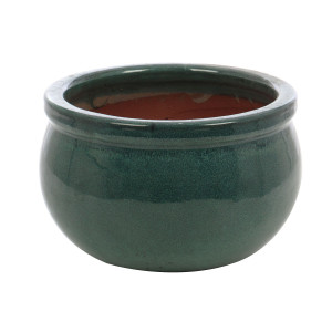 Ghiveci ceramic, interior / exterior, rotund, verde, 25 x 15 cm, 21237 V