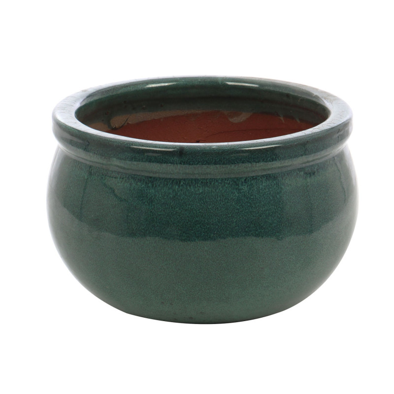 Ghiveci ceramic, interior / exterior, rotund, verde, 25 x 15 cm, 21237 V