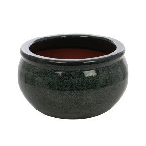 Ghiveci ceramic, interior / exterior, rotund, verde, 33 x 18 cm, 21237 V