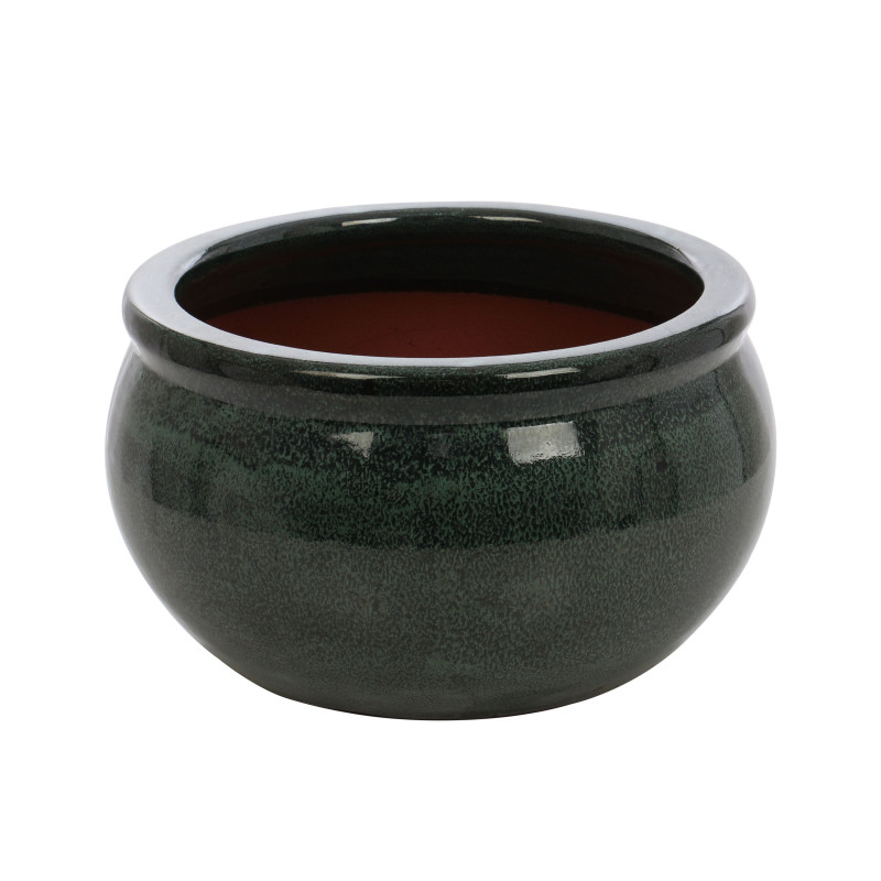 Ghiveci ceramic, interior / exterior, rotund, verde, 33 x 18 cm, 21237 V