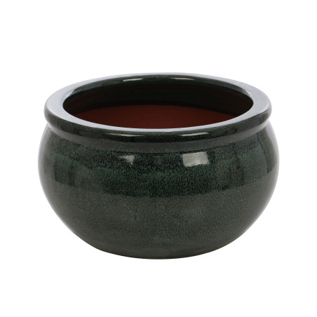 Ghiveci ceramic, interior / exterior, rotund, verde, 33 x 18 cm, 21237 V