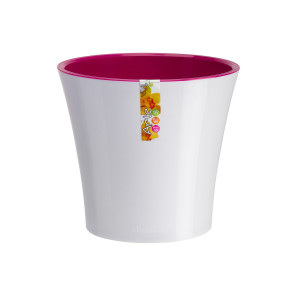 Ghiveci din plastic Arte, cu auto-udare, alb-liliac, D 13.5 cm