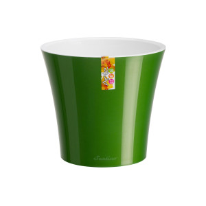 Ghiveci din plastic Arte, cu auto-udare, verde-alb, D 13.5 cm